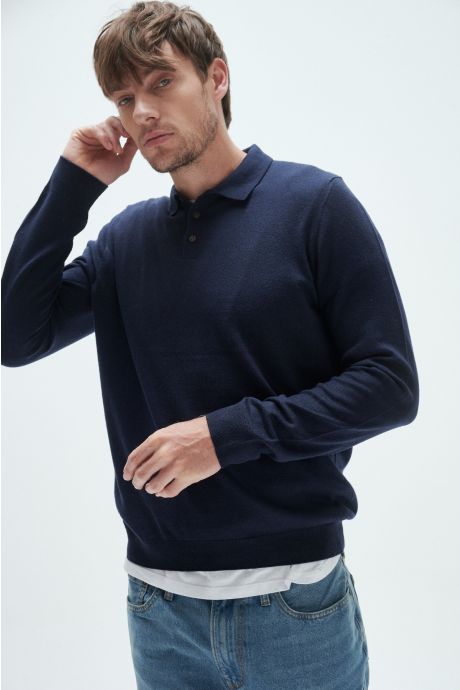 Sweater polo, con botones. Juanma (Azul)