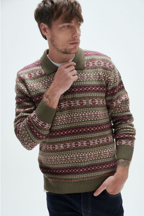 Sweater jackard polo, Ralph. (Verde)